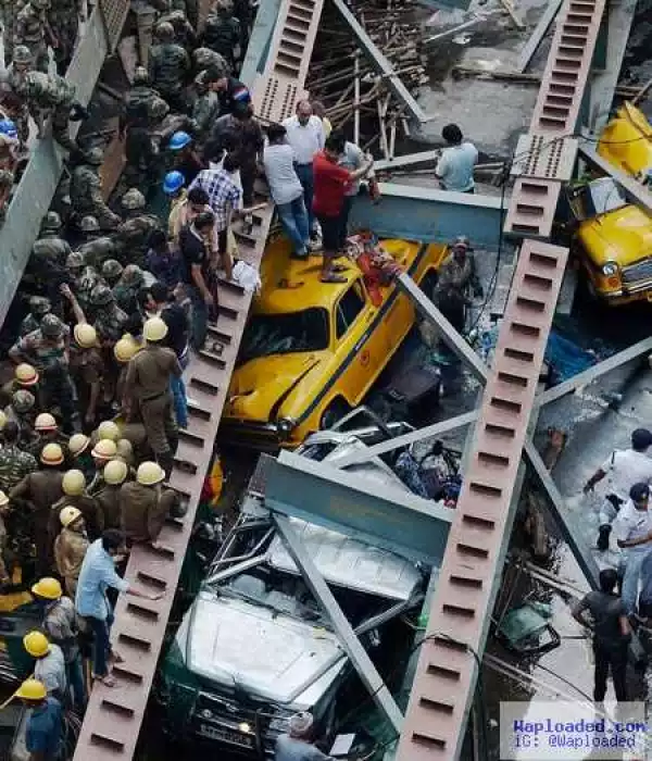 Shocking! See the Unbelievable Moment a Flyover Collapsed on People and Cars Killing at Least 14 (Video)